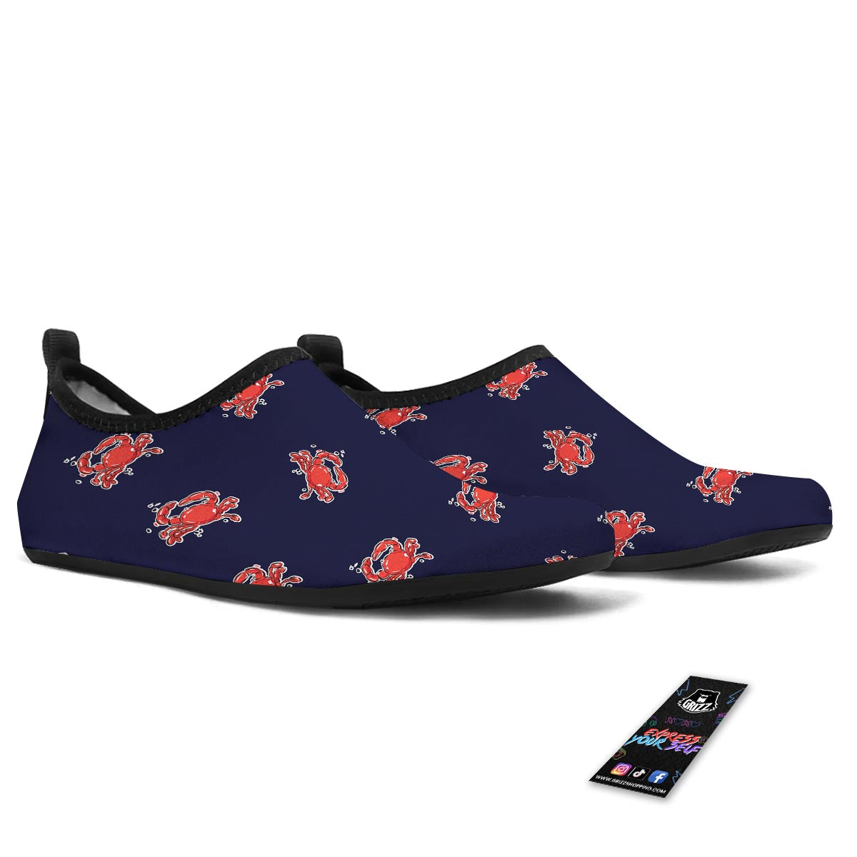 Crab Red Print Pattern Water Shoes-grizzshop