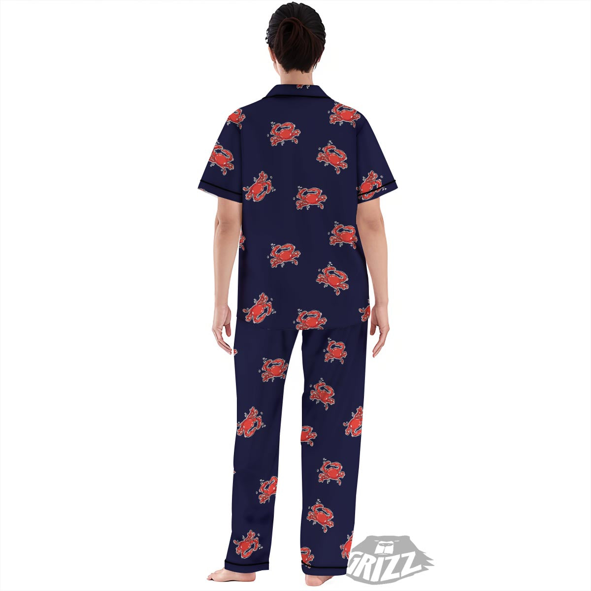 Crab Red Print Pattern Women's Pajamas Set-grizzshop