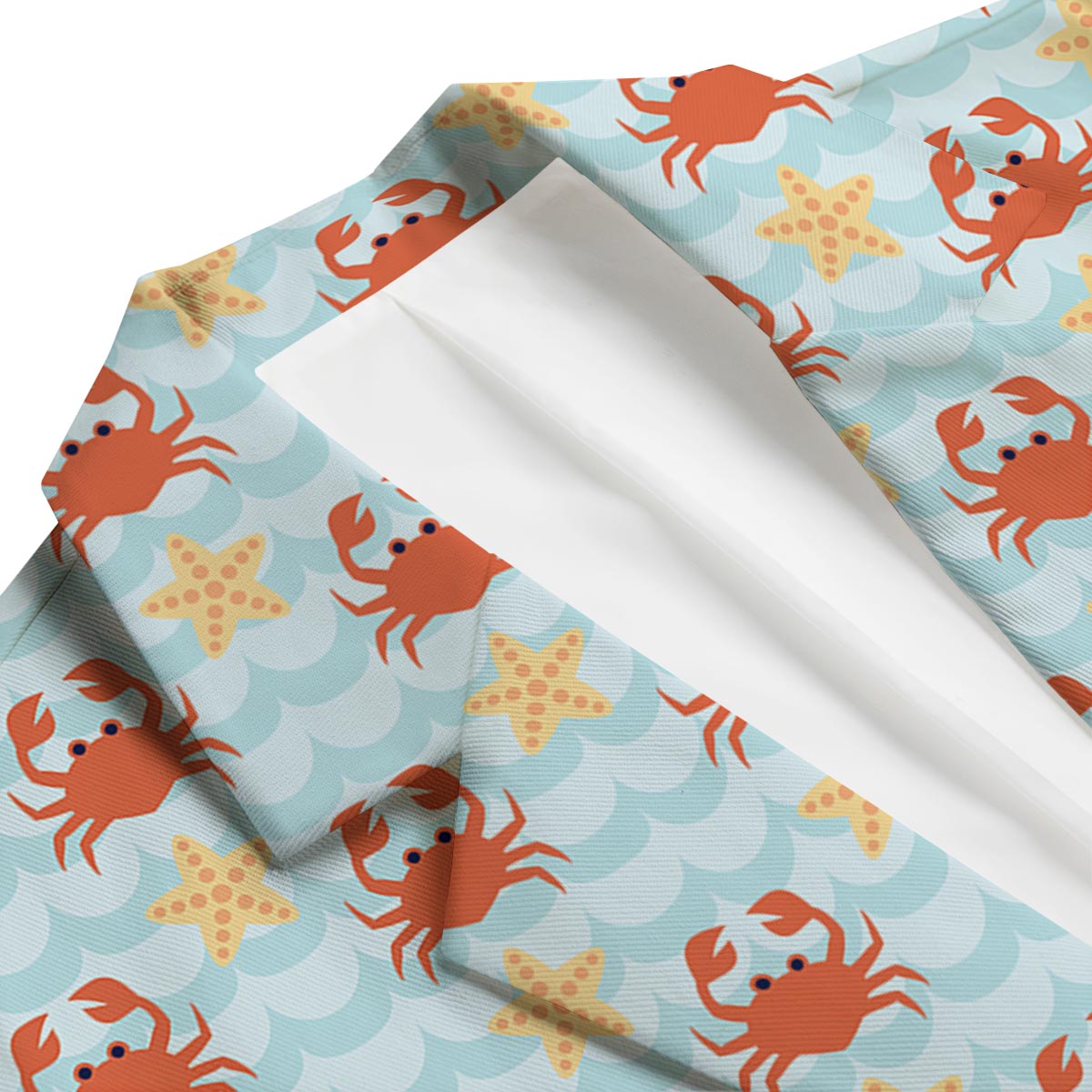Crab Starfish Pattern Print Men's Blazer-grizzshop