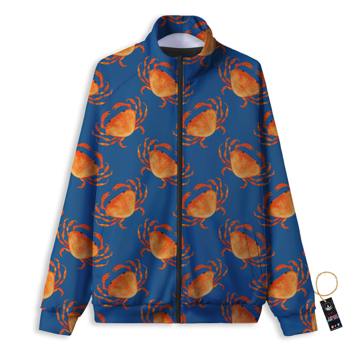 Crab Watercolor Print Pattern Track Jacket-grizzshop