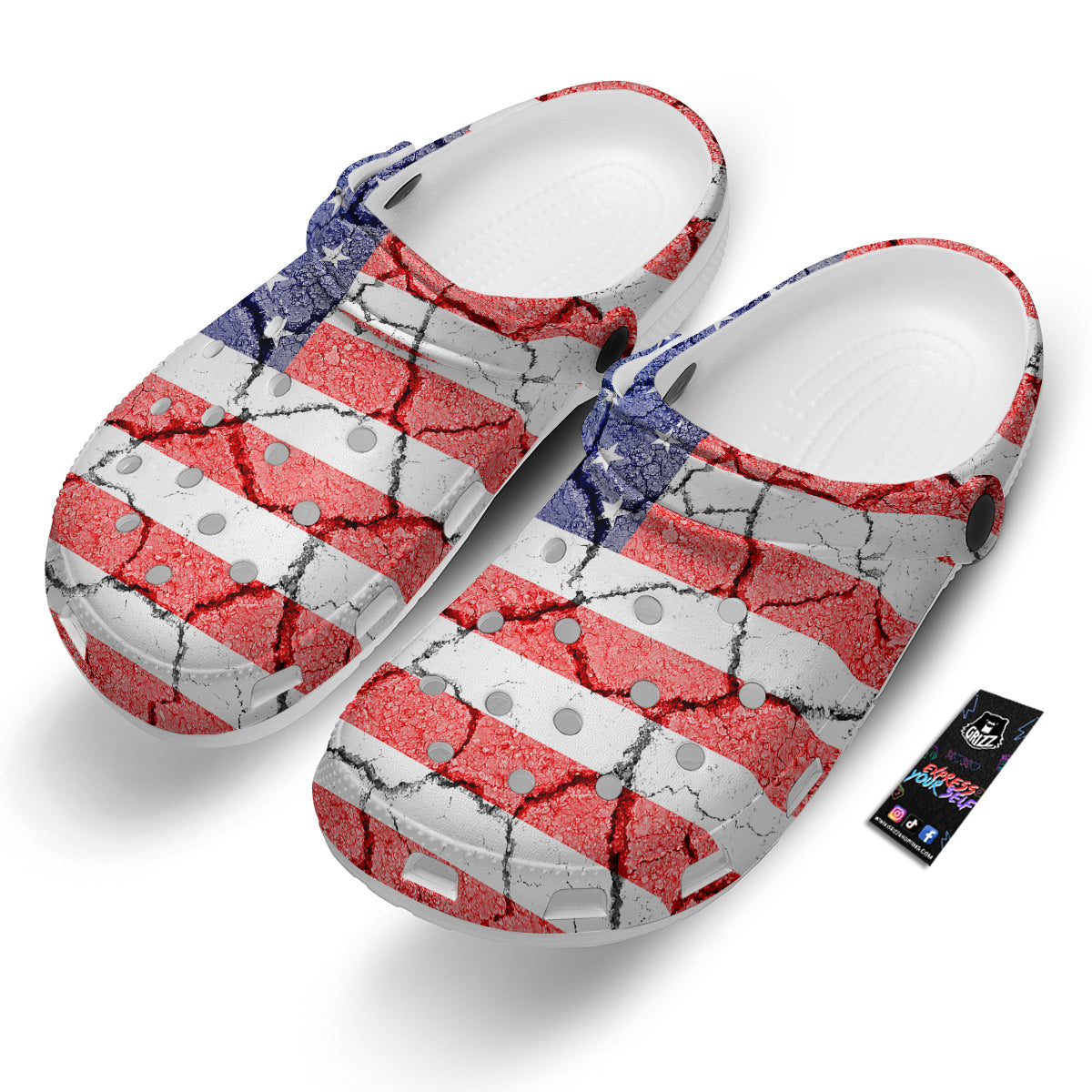 Cracked Flag American Print Clog-grizzshop