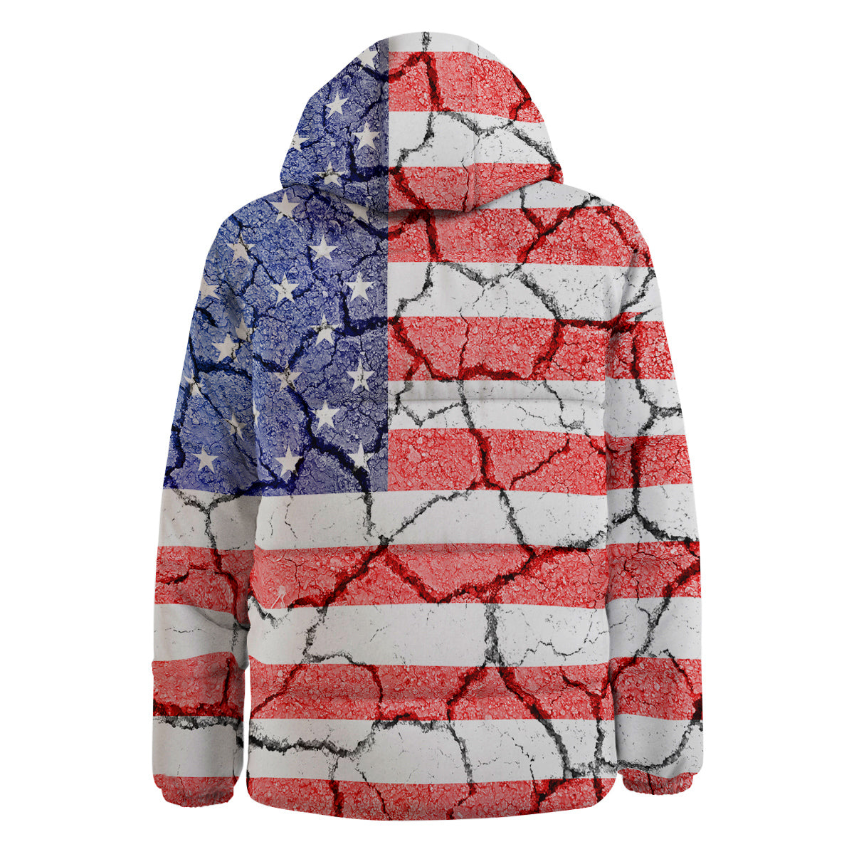 Cracked Flag American Print Down Jacket-grizzshop