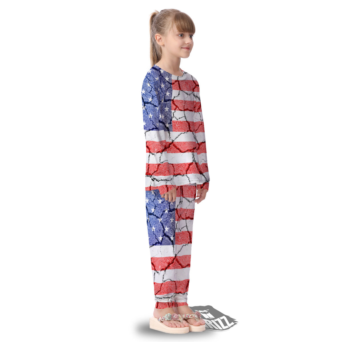 Cracked Flag American Print Kid's Pajamas-grizzshop