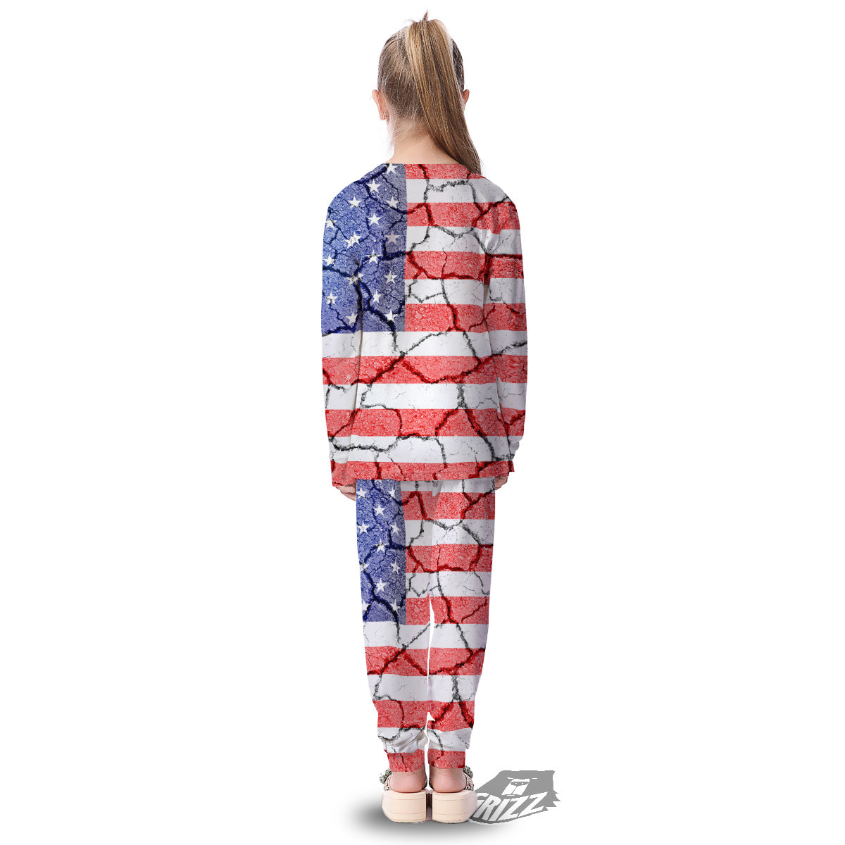 Cracked Flag American Print Kid's Pajamas-grizzshop