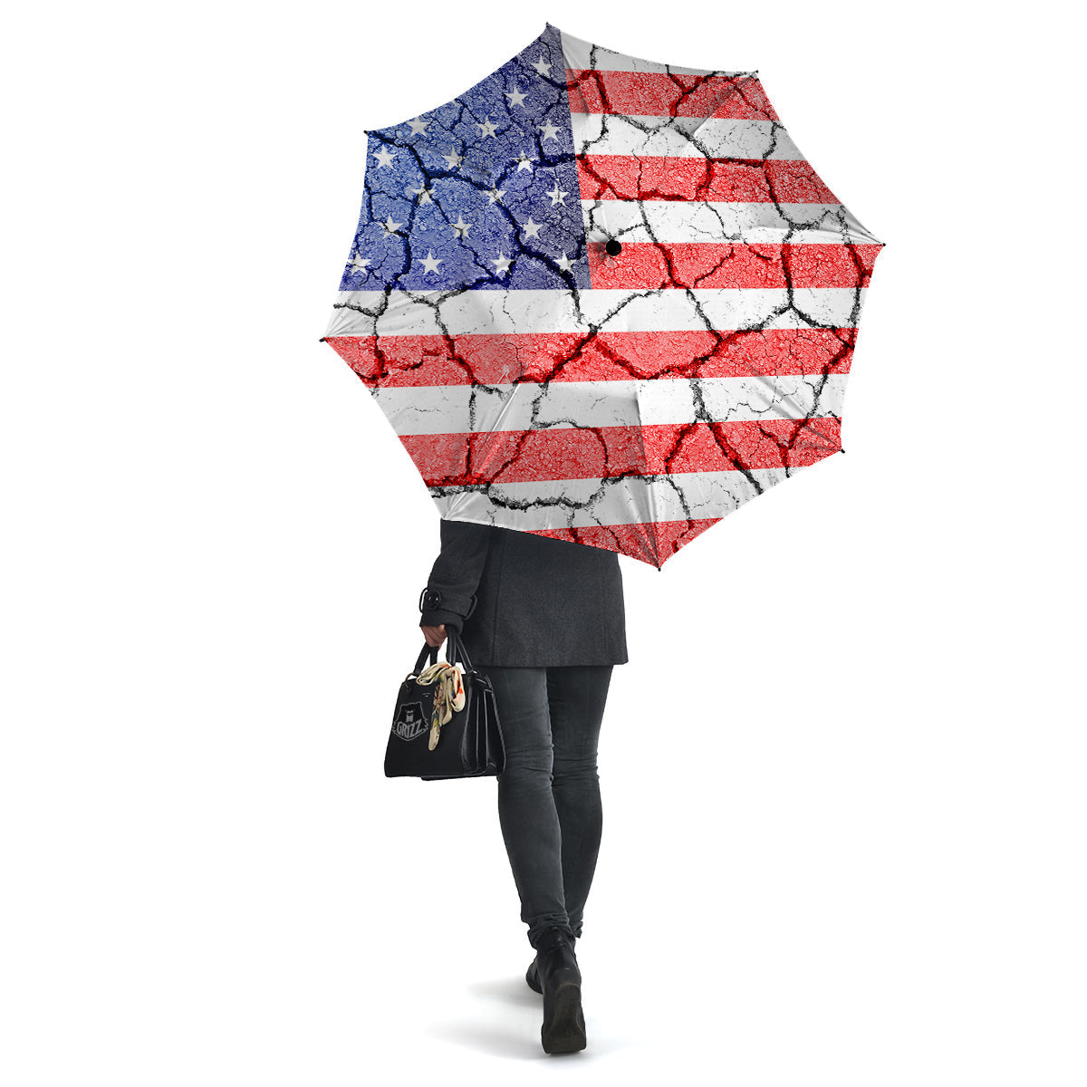 Cracked Flag American Print Umbrella-grizzshop