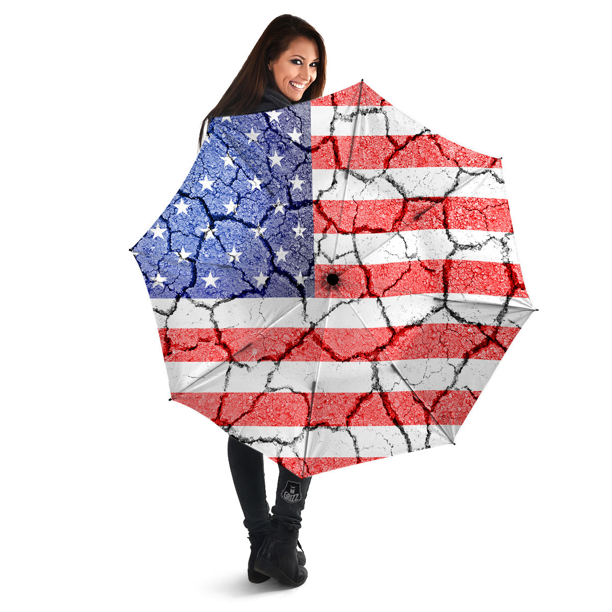 Cracked Flag American Print Umbrella-grizzshop