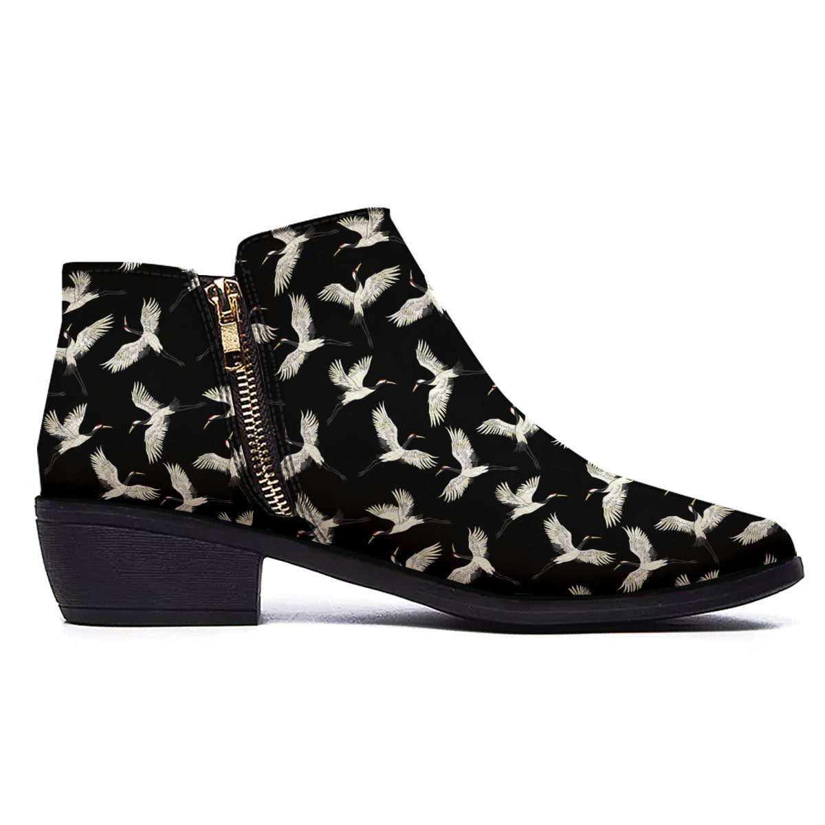 Crane Bird Flying Print Pattern Ankle Boots-grizzshop