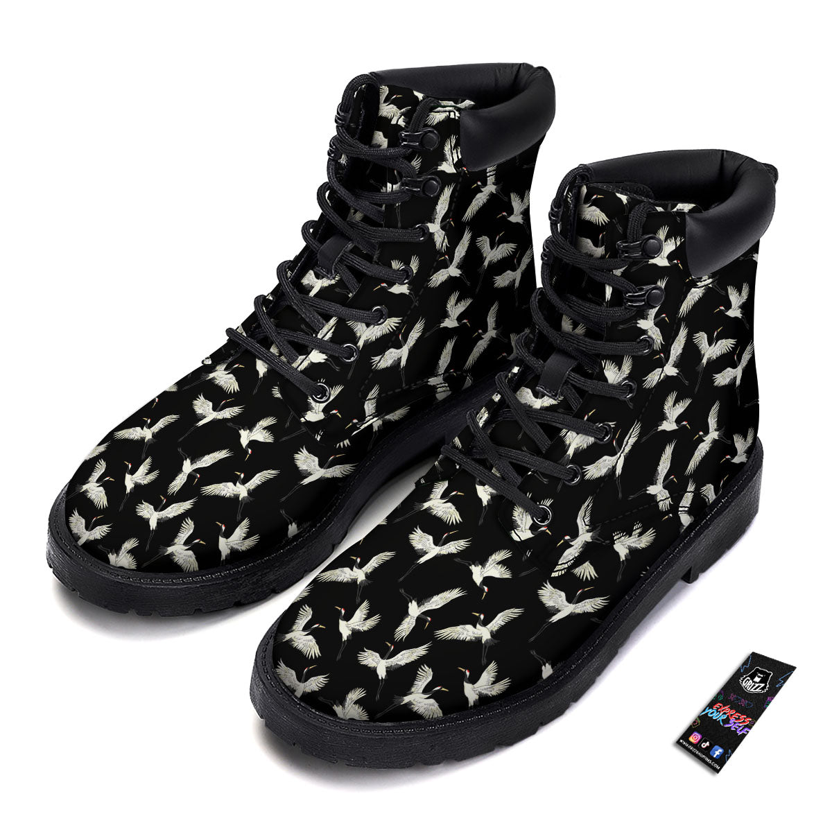Crane Bird Flying Print Pattern Boots-grizzshop