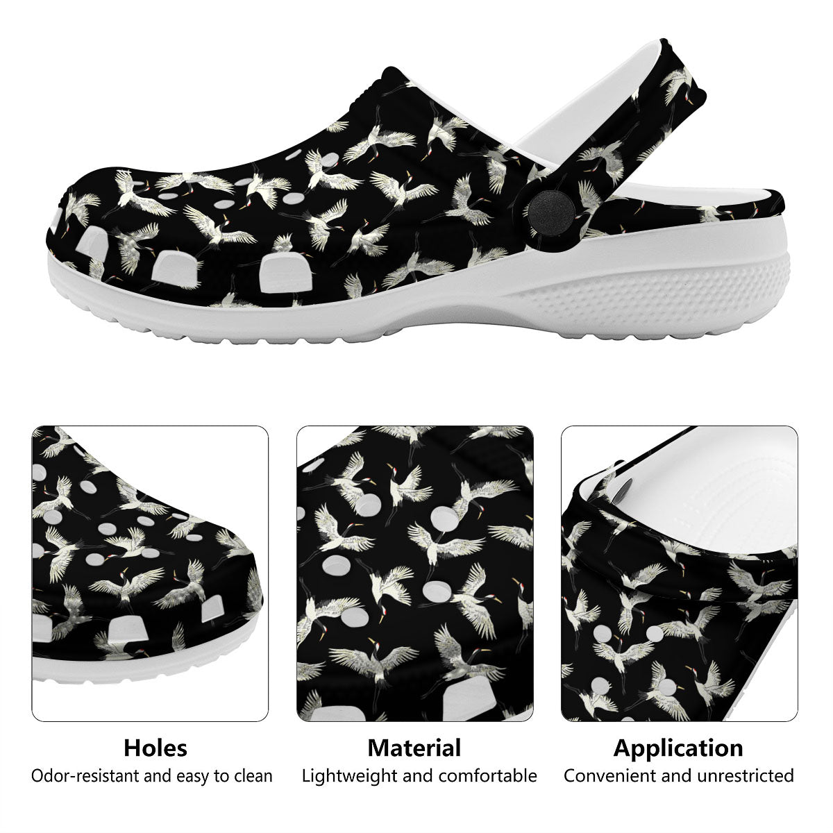 Crane Bird Flying Print Pattern Clog-grizzshop