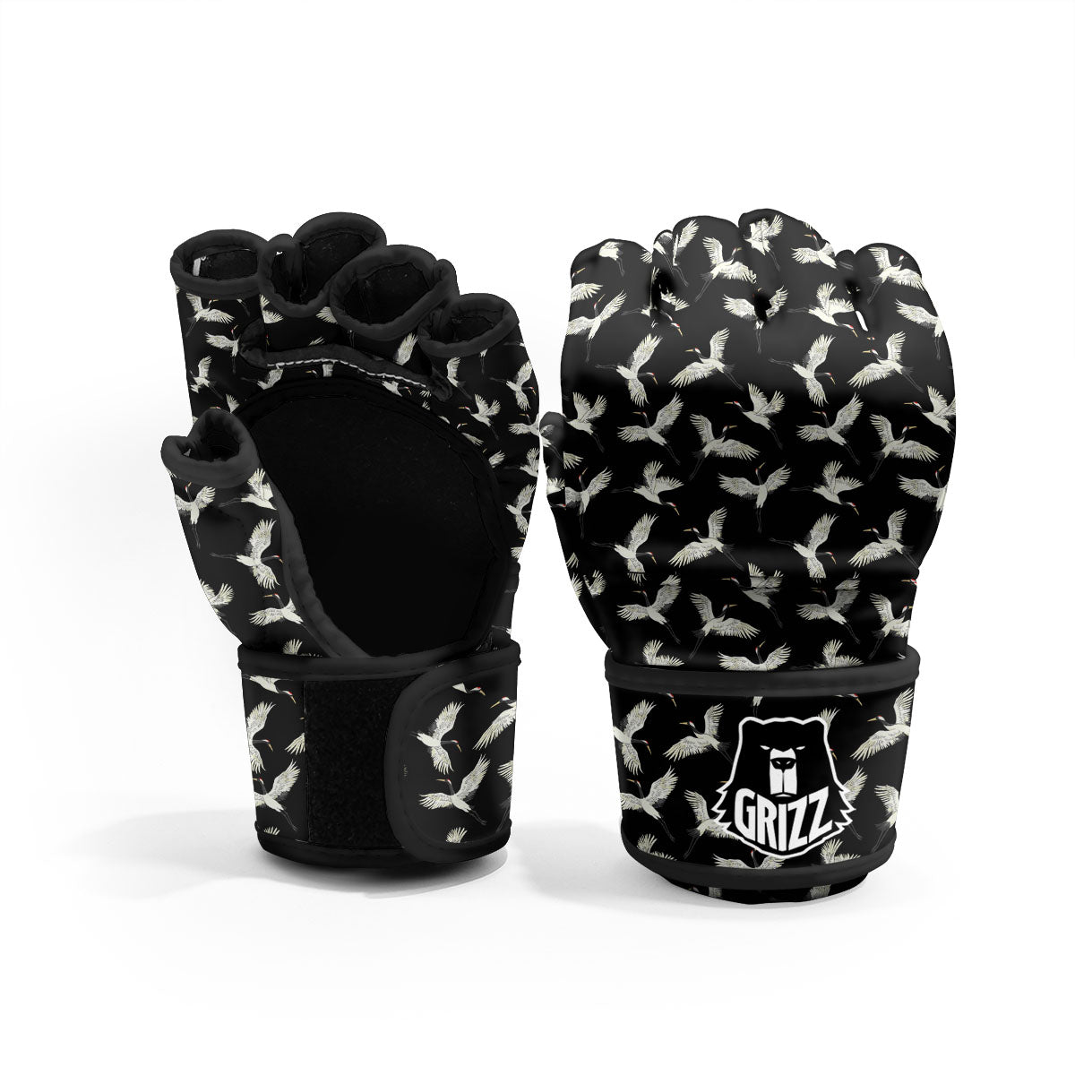 Crane Bird Flying Print Pattern MMA Gloves-grizzshop