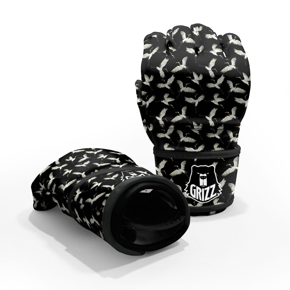 Crane Bird Flying Print Pattern MMA Gloves-grizzshop
