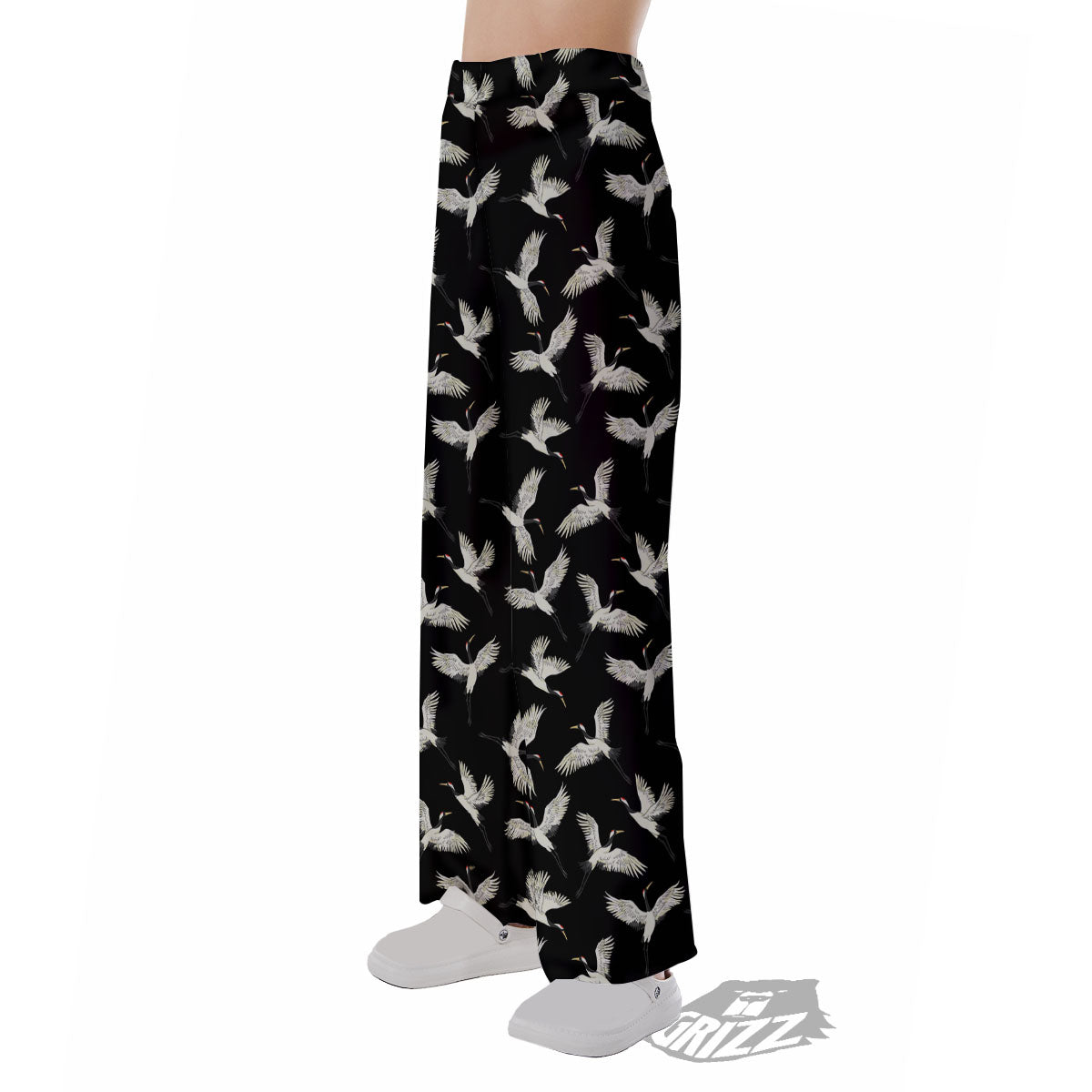 Crane Bird Flying Print Pattern Pajama Pants-grizzshop