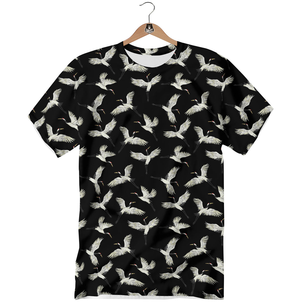 Crane Bird Flying Print Pattern T-Shirt-grizzshop