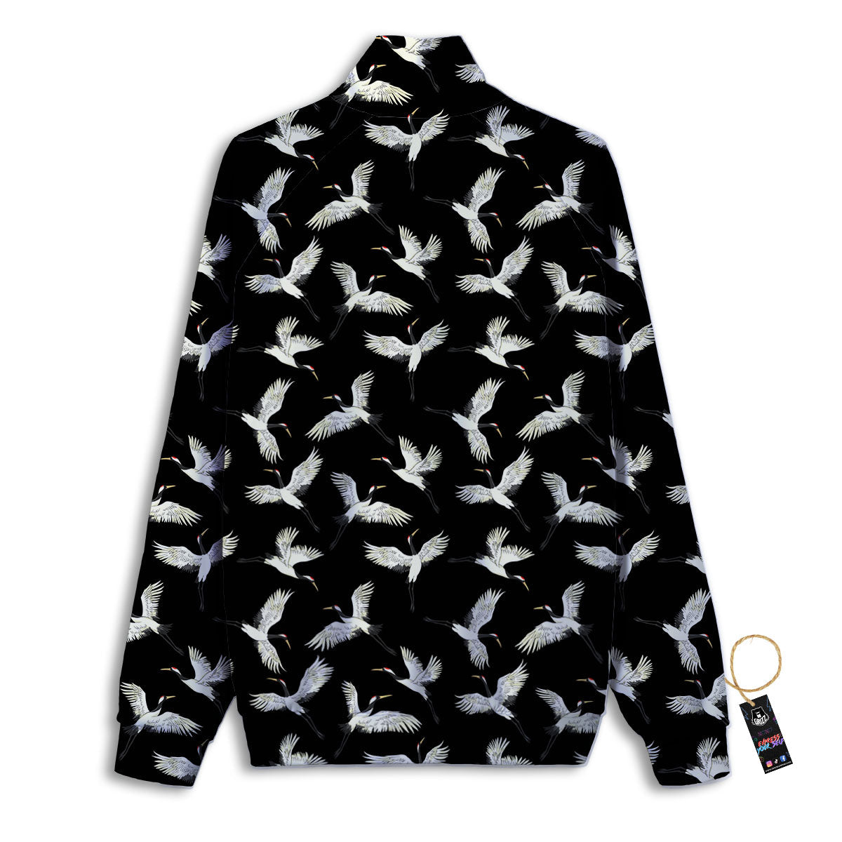 Crane Bird Flying Print Pattern Track Jacket-grizzshop