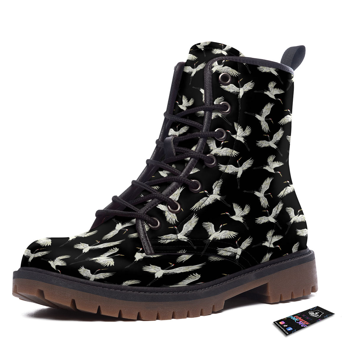 Crane Bird Flying Print Pattern Work Boots-grizzshop