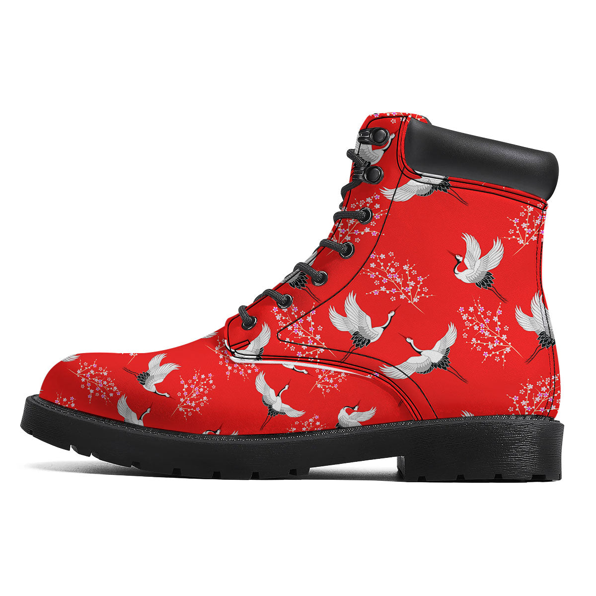 Crane Bird Japanese Print Pattern Boots-grizzshop