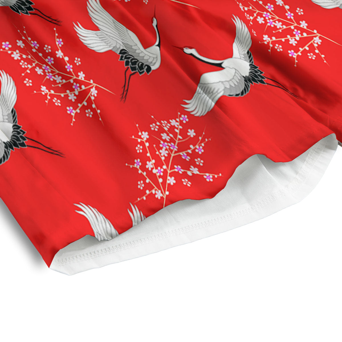 Crane Bird Japanese Print Pattern Men's Athletic Shorts