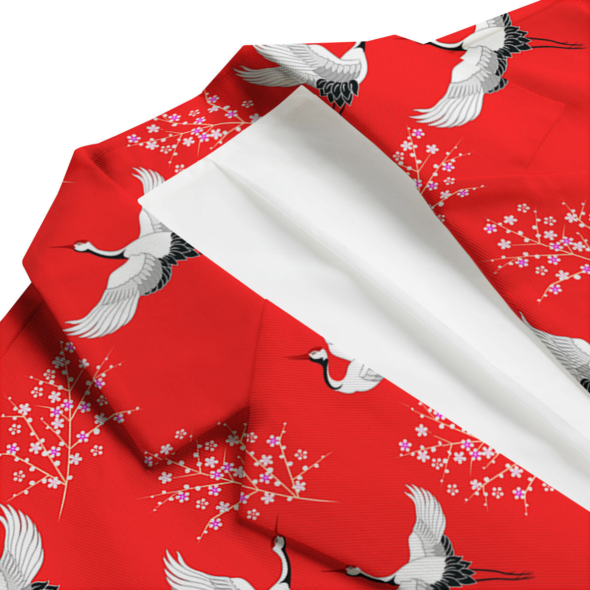 Crane Bird Japanese Print Pattern Men's Blazer-grizzshop