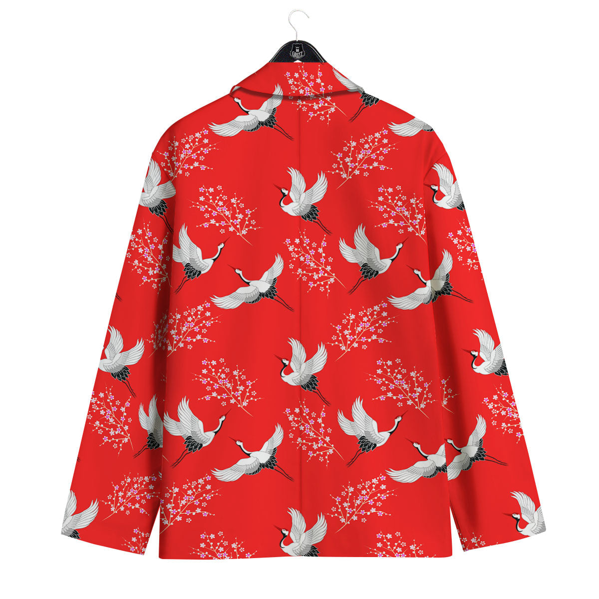 Crane Bird Japanese Print Pattern Men's Sport Coat-grizzshop