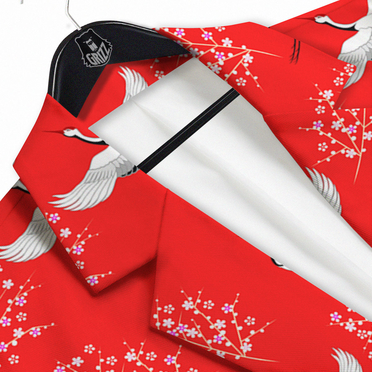 Crane Bird Japanese Print Pattern Men's Sport Coat-grizzshop