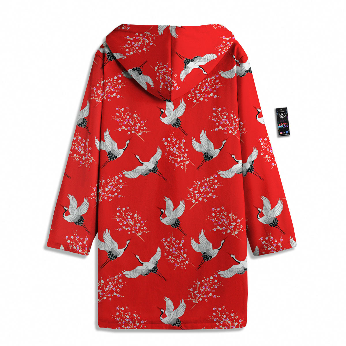Crane Bird Japanese Print Pattern Men's Windbreaker Jacket-grizzshop