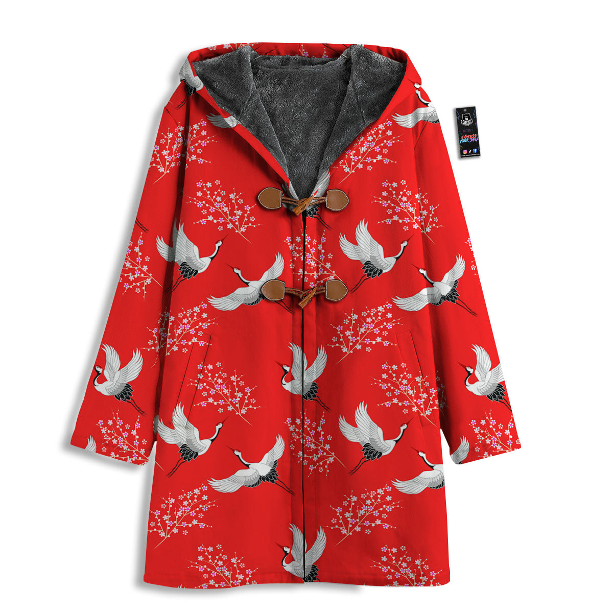 Crane Bird Japanese Print Pattern Men's Windbreaker Jacket-grizzshop