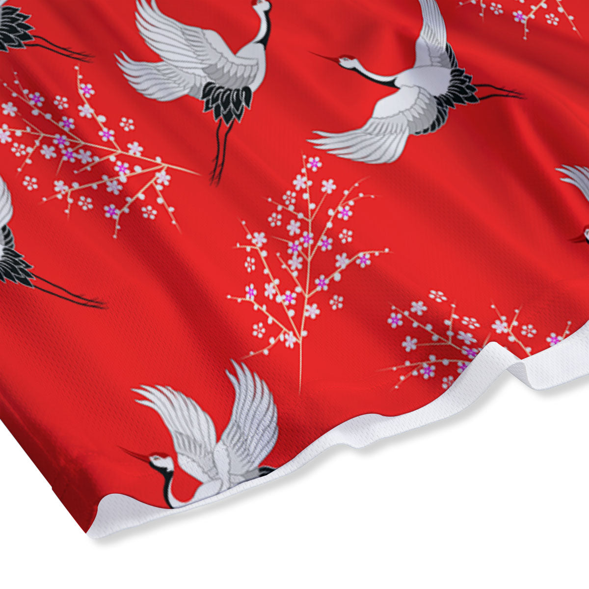 Crane Bird Japanese Print Pattern Mesh Shorts