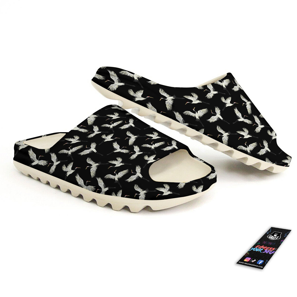 Crane Bird Flying Print Pattern Sandals-grizzshop