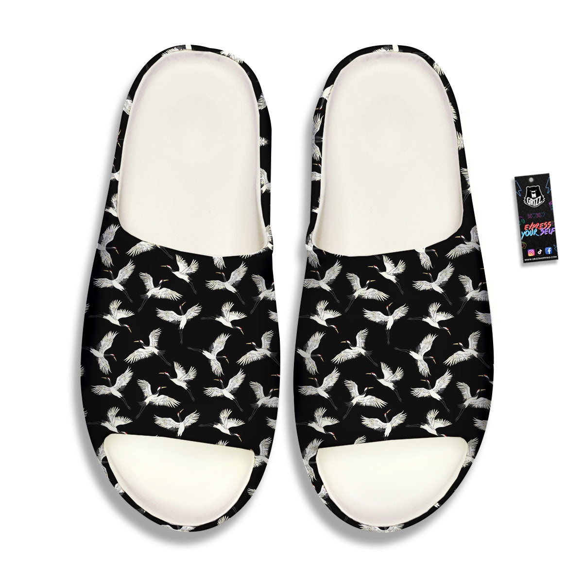 Crane Bird Flying Print Pattern Sandals-grizzshop