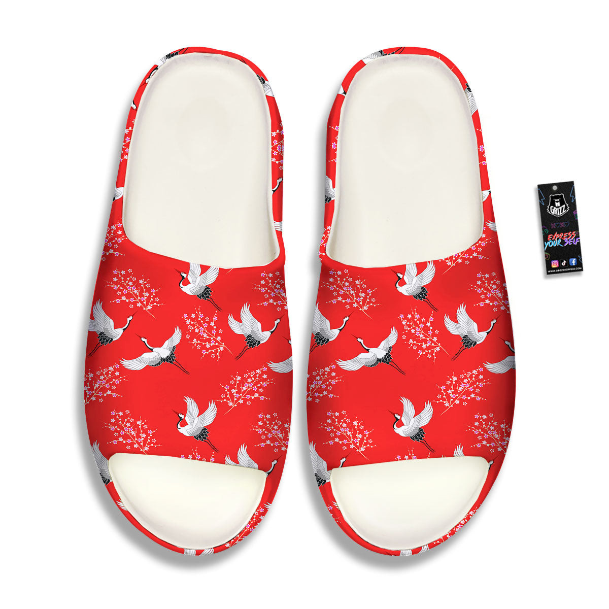 Crane Bird Japanese Print Pattern Sandals-grizzshop