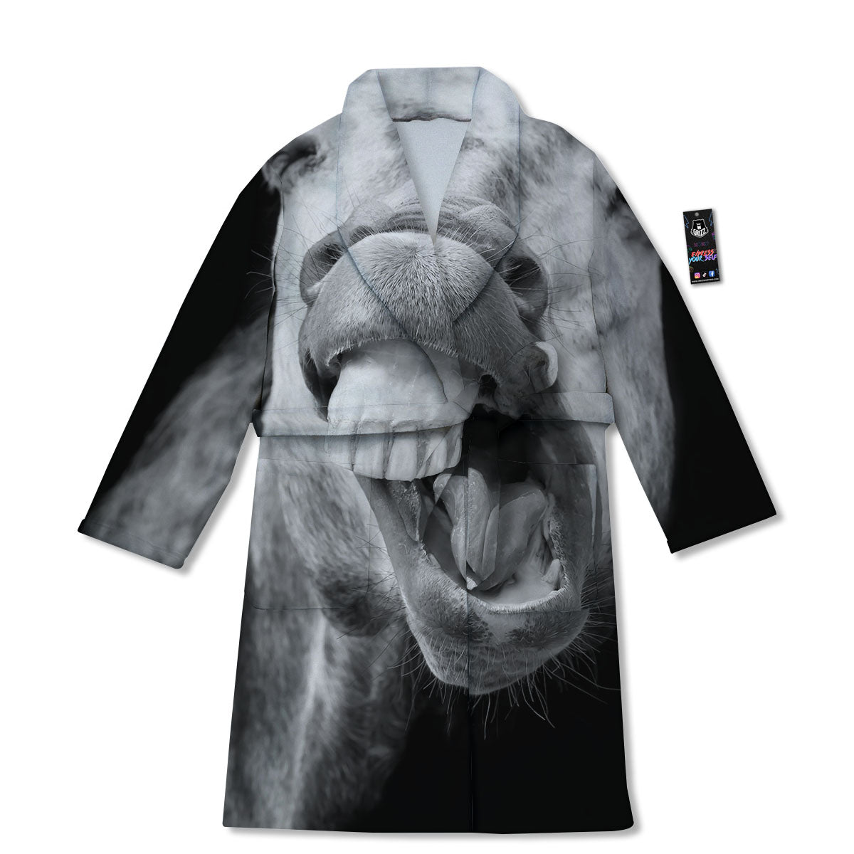Crazy Donkey White And Black Print Bathrobe-grizzshop