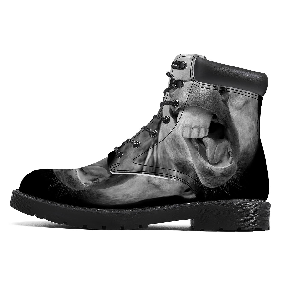 Crazy Donkey White And Black Print Boots-grizzshop
