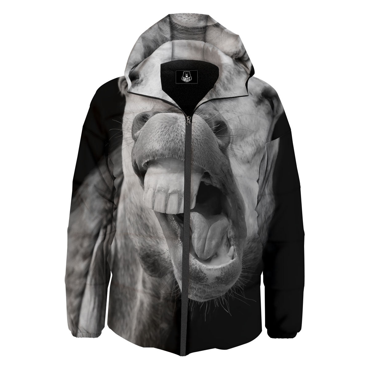 Crazy Donkey White And Black Print Down Jacket-grizzshop