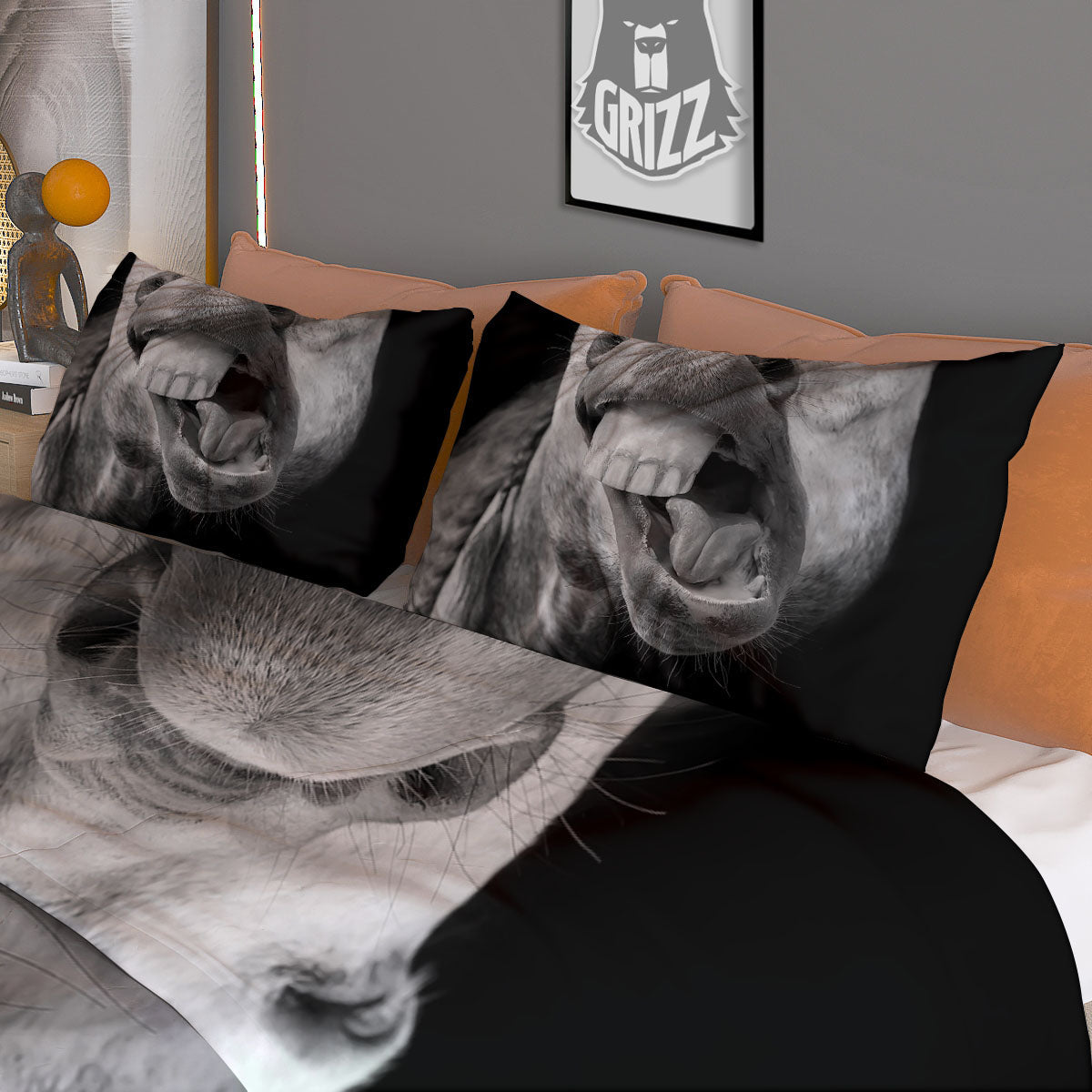 Crazy Donkey White And Black Print Duvet Cover Bedding Set