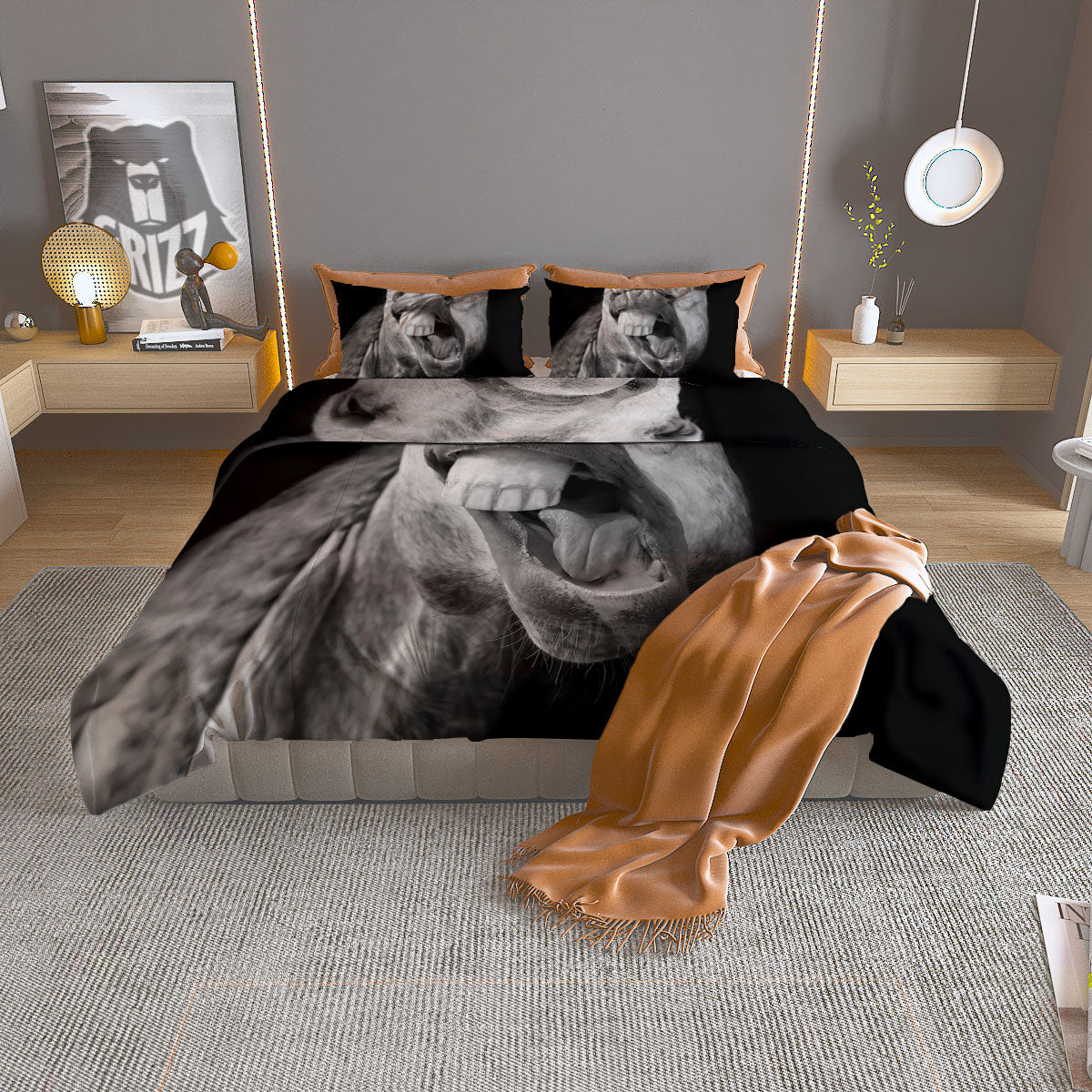 Crazy Donkey White And Black Print Duvet Cover Bedding Set