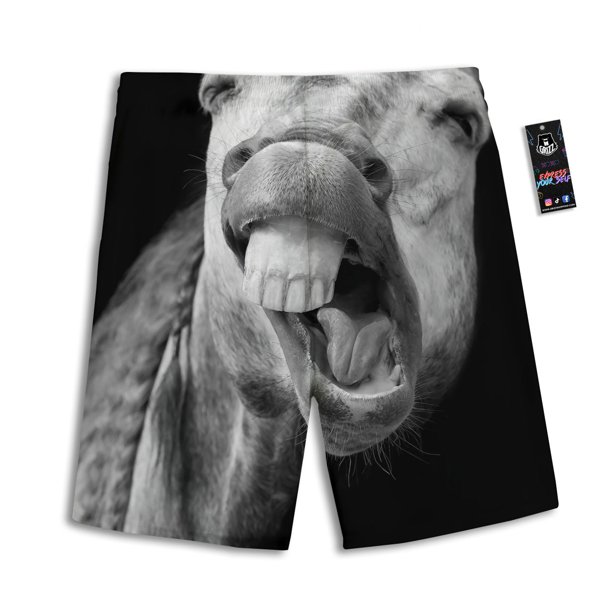 Crazy Donkey White And Black Print Men's Athletic Shorts