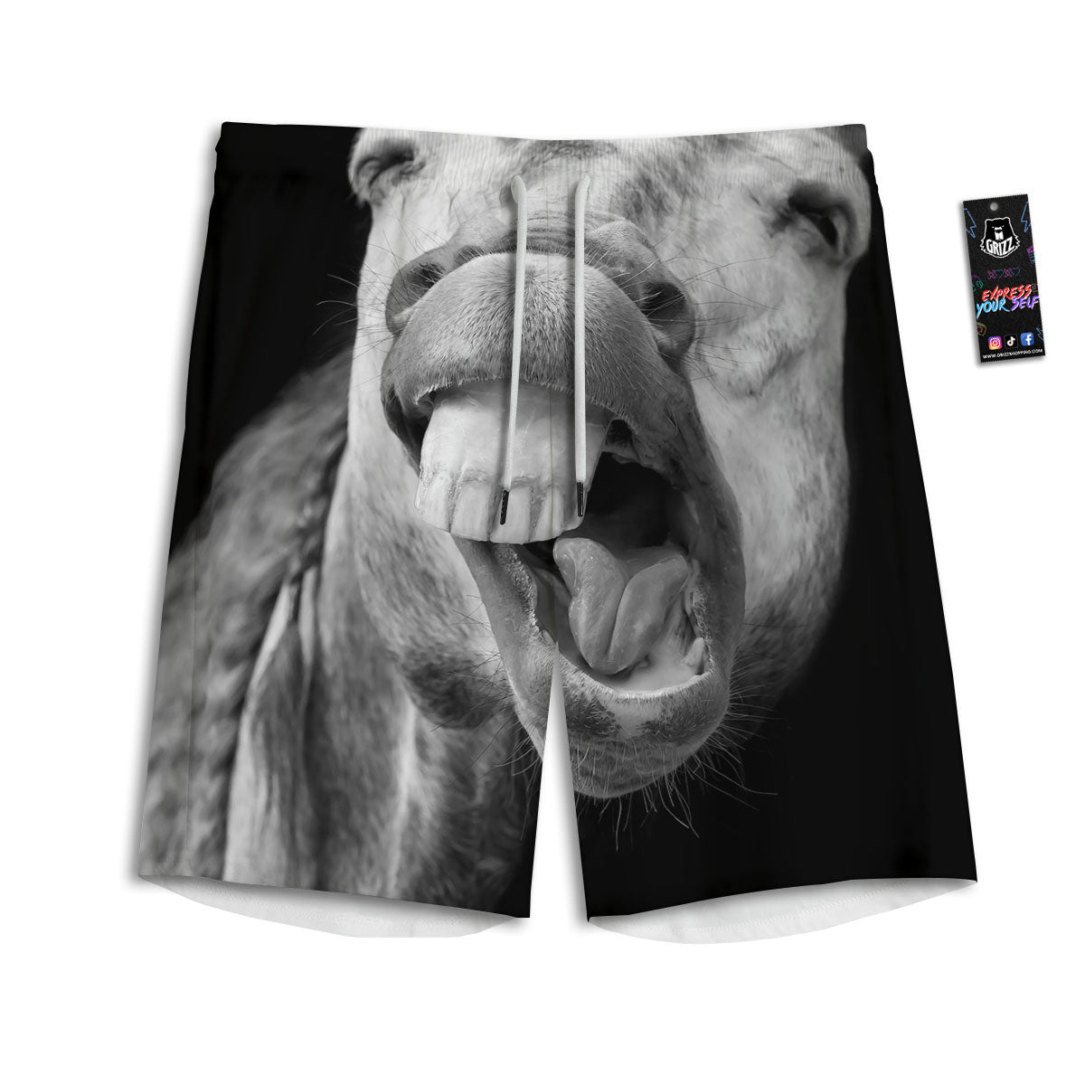 Crazy Donkey White And Black Print Men's Athletic Shorts