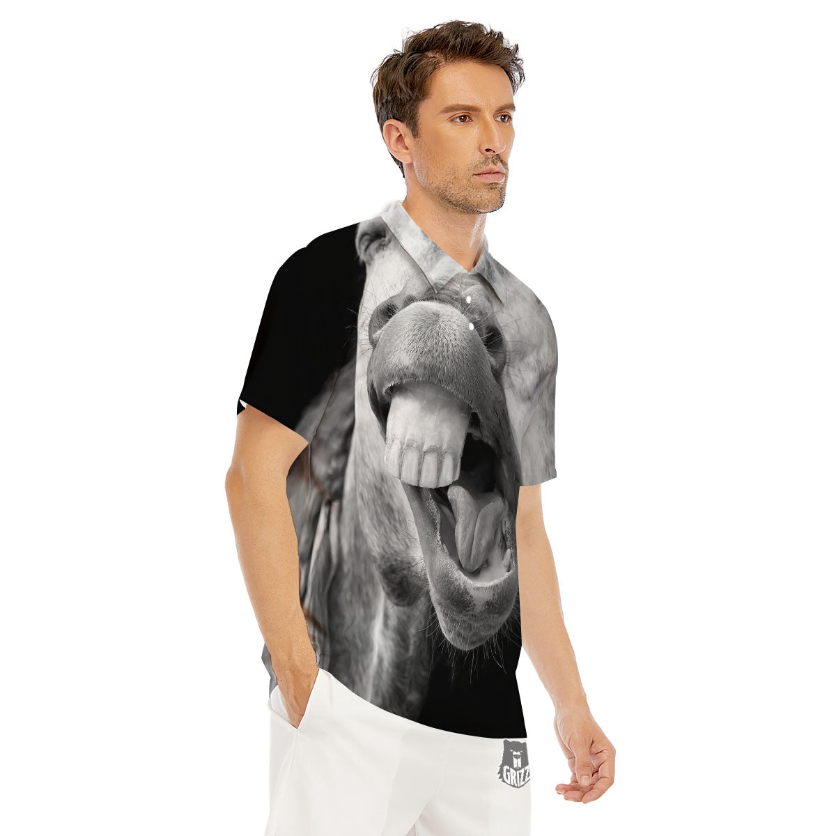 Crazy Donkey White And Black Print Men's Golf Shirts-grizzshop