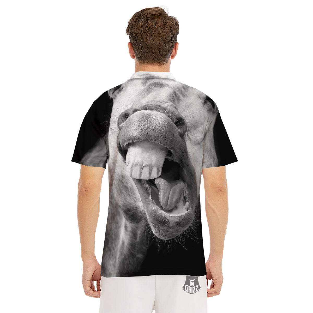 Crazy Donkey White And Black Print Men's Golf Shirts-grizzshop