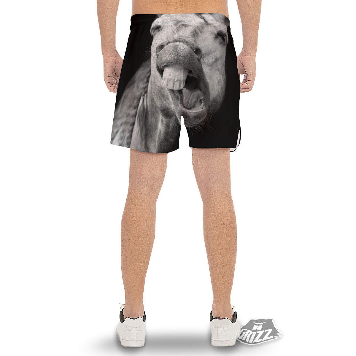 Crazy Donkey White And Black Print Men's Gym Shorts-grizzshop