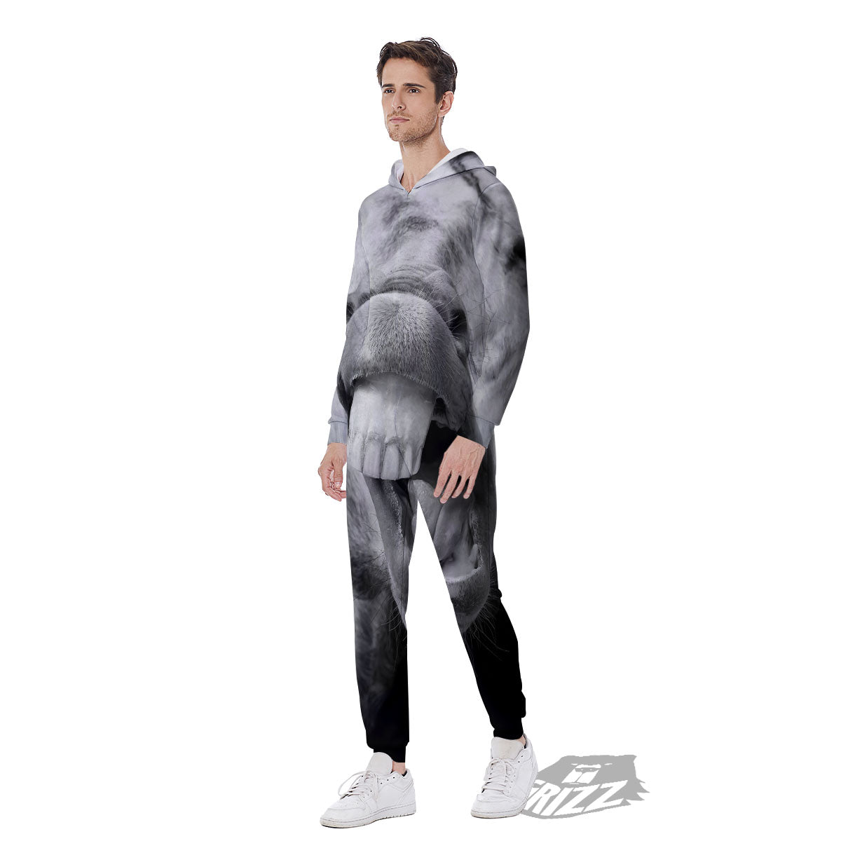 Crazy Donkey White And Black Print Men's Jumpsuit-grizzshop