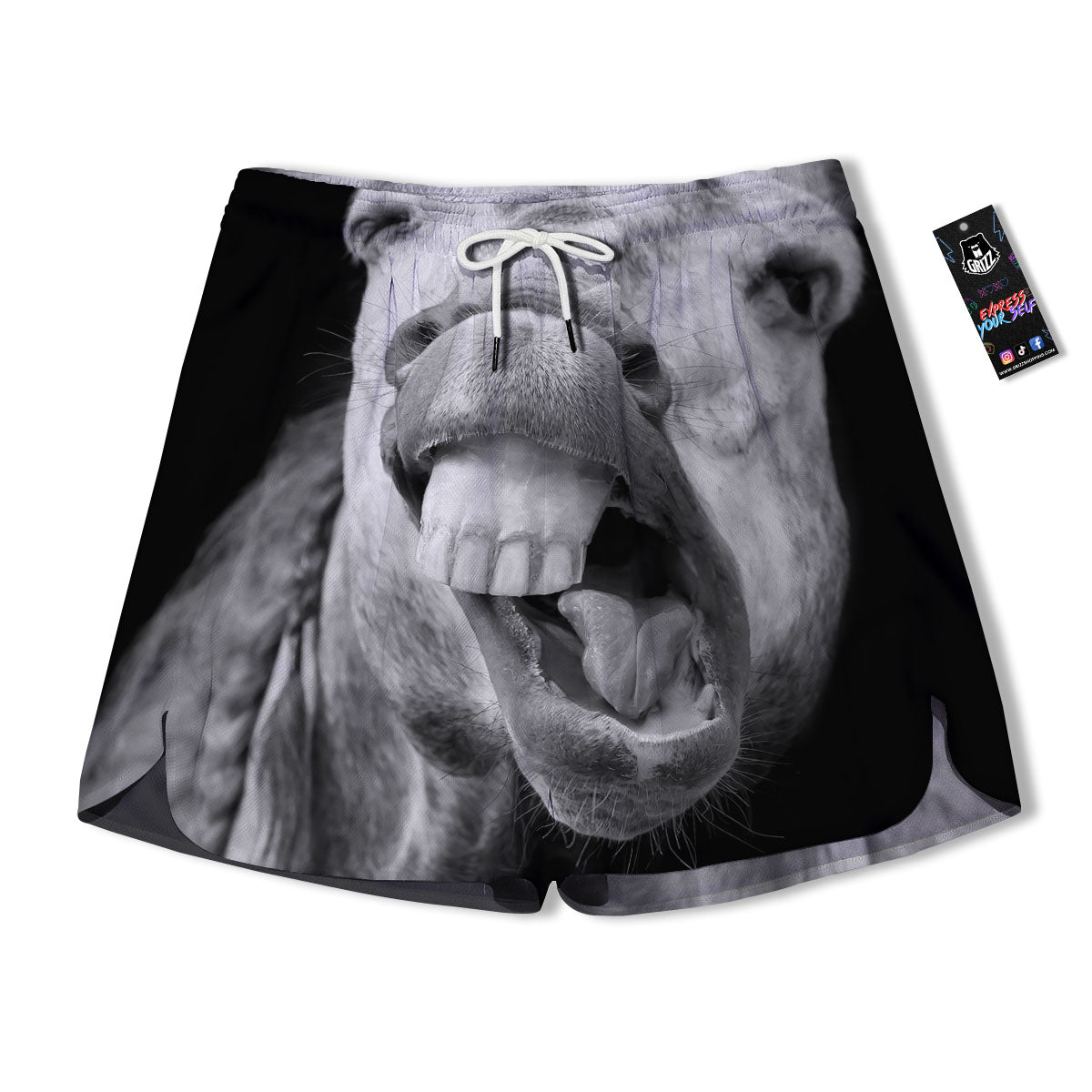 Crazy Donkey White And Black Print Men's Running Shorts-grizzshop