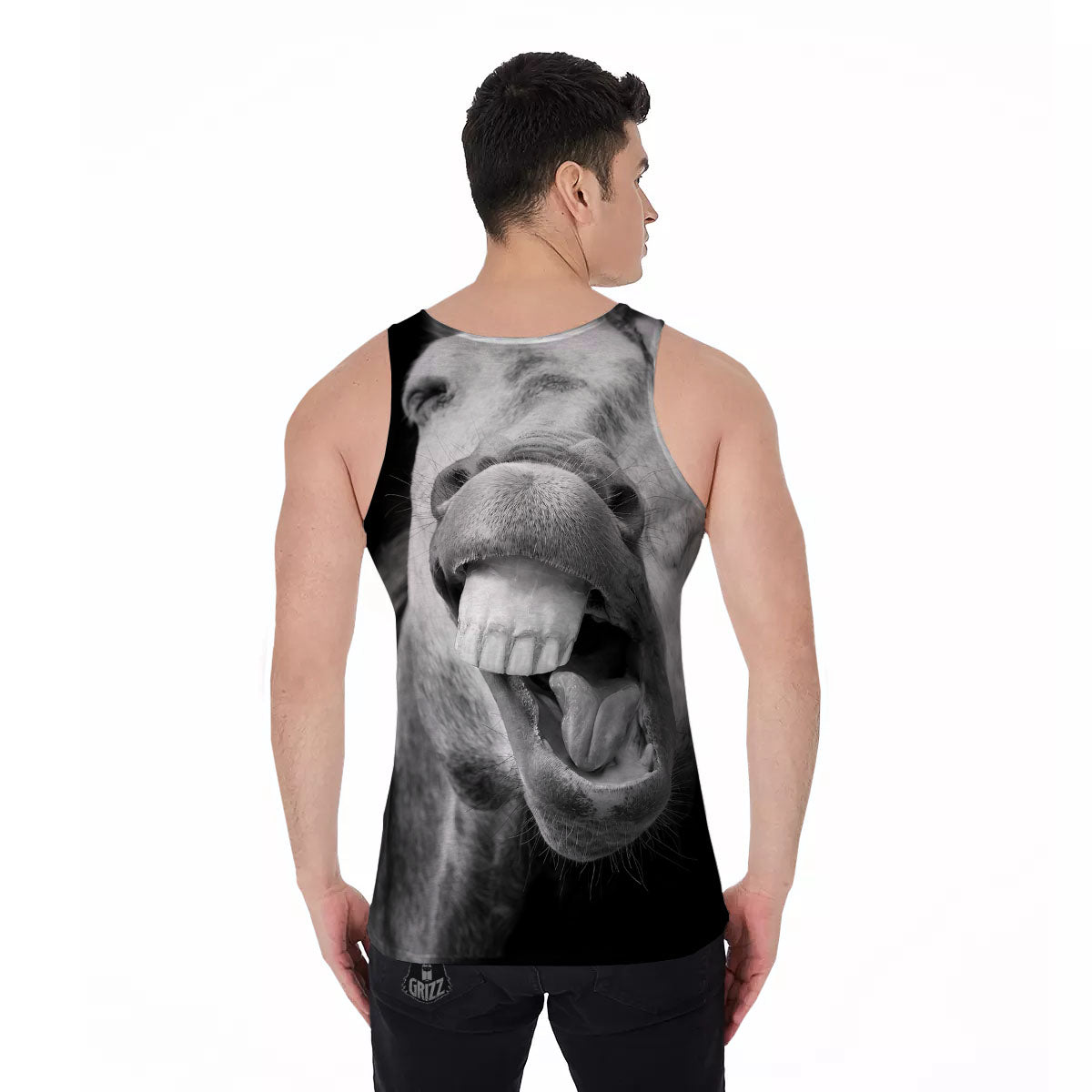 Crazy Donkey White And Black Print Men's Tank Top-grizzshop