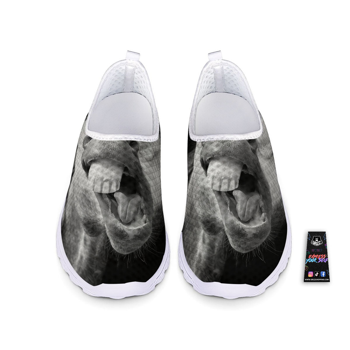 Crazy Donkey White And Black Print Nurse Shoes-grizzshop