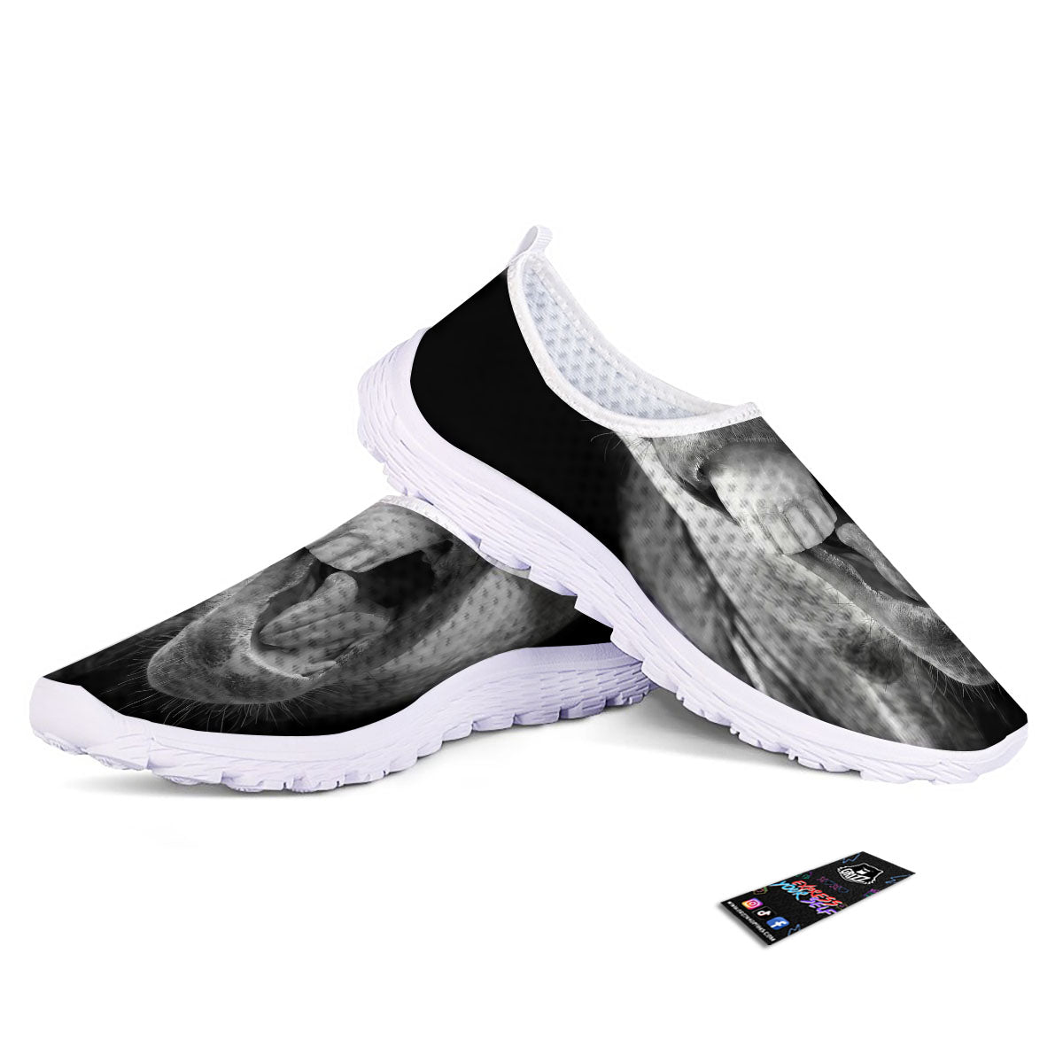 Crazy Donkey White And Black Print Nurse Shoes-grizzshop