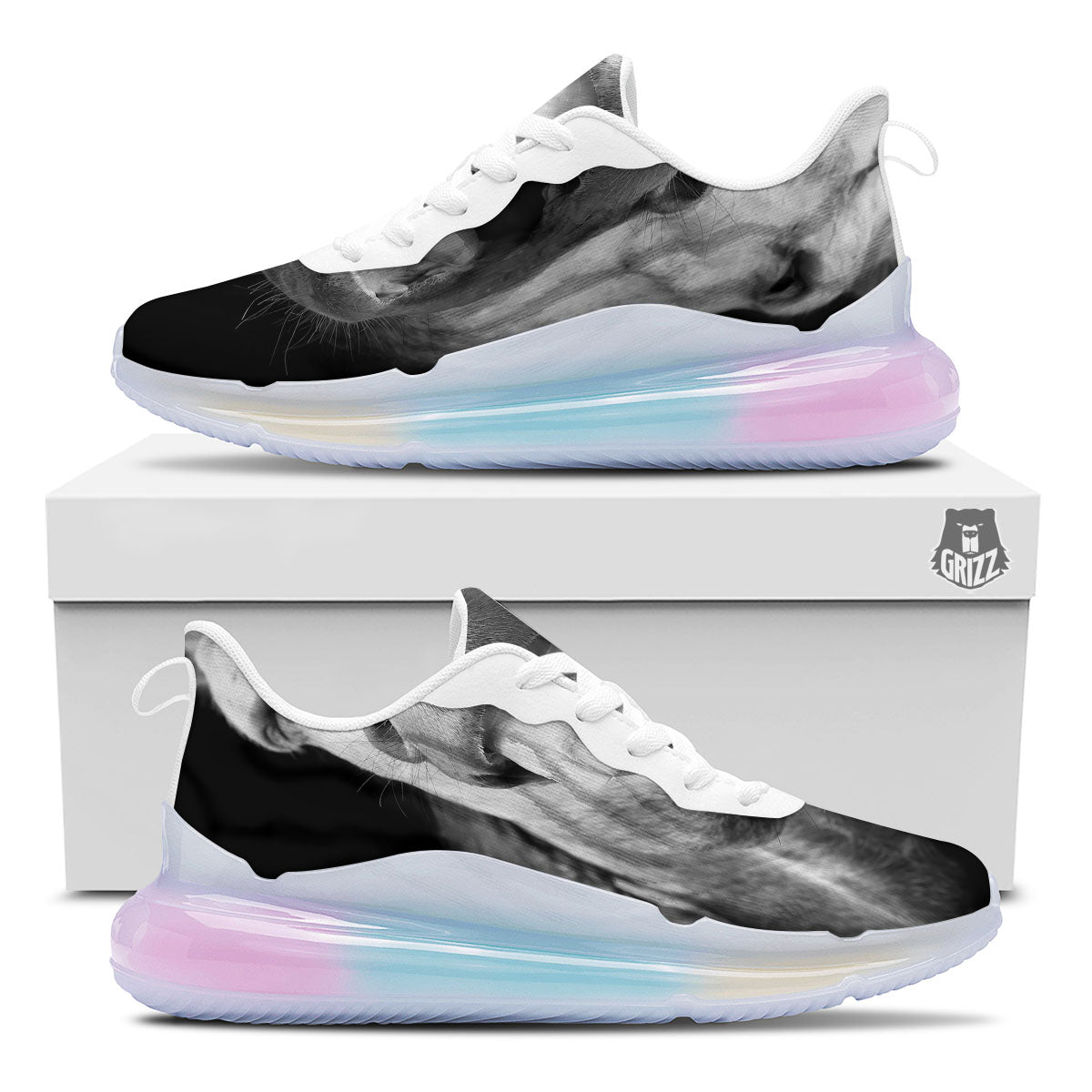 Crazy Donkey White And Black Print Running Sneakers-grizzshop