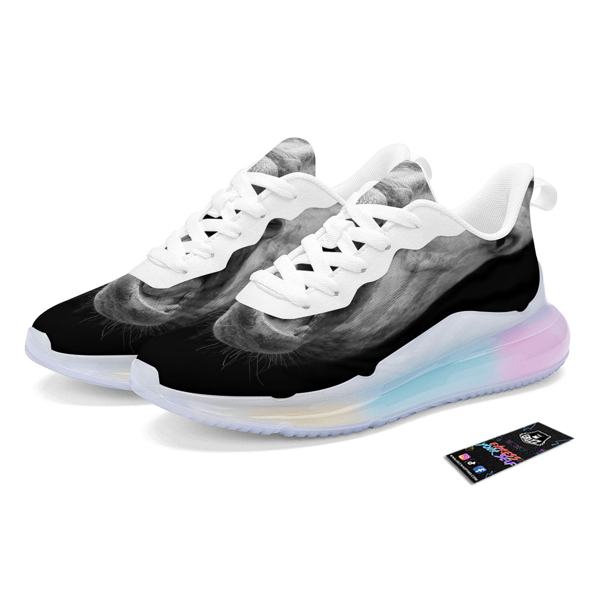 Crazy Donkey White And Black Print Running Sneakers-grizzshop