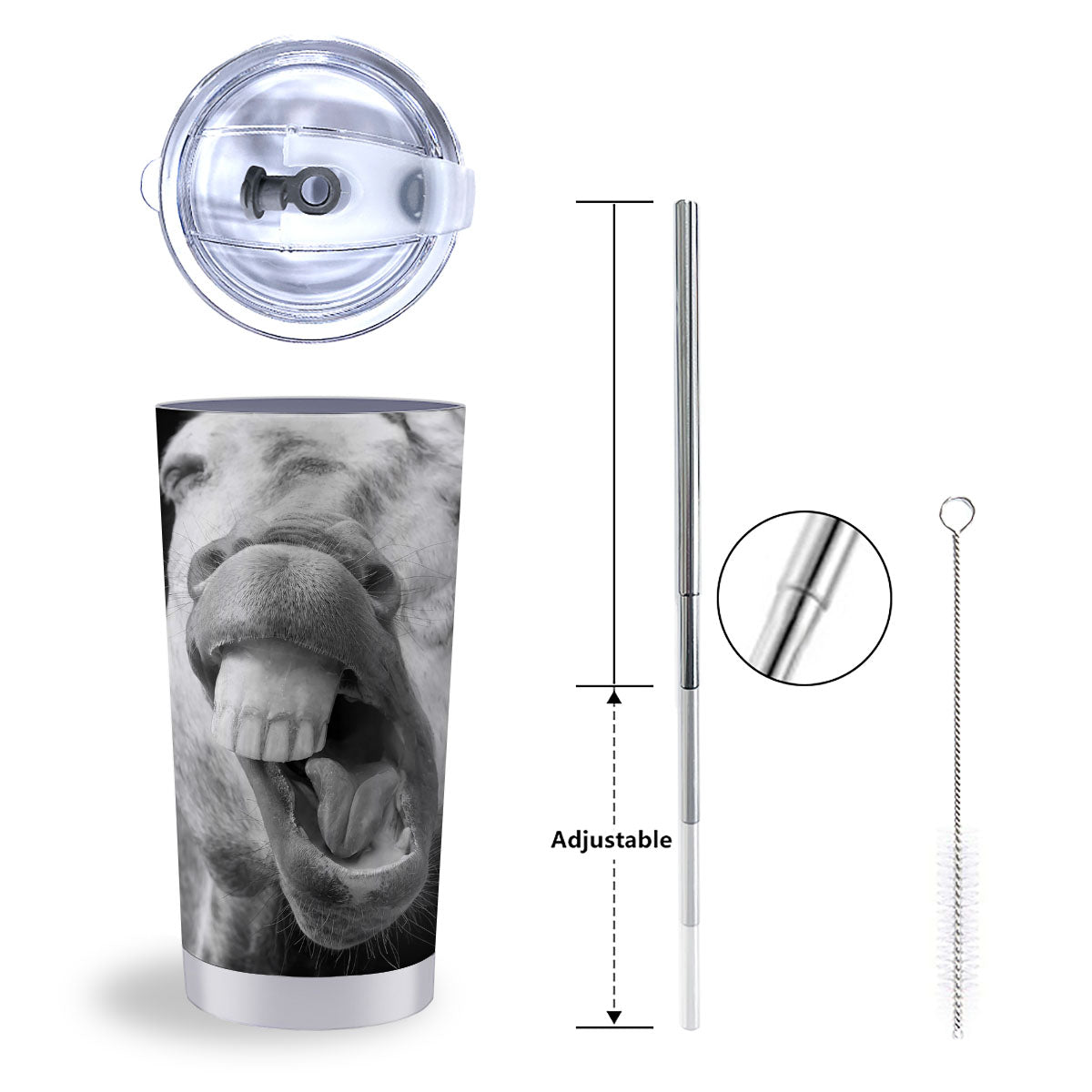 Crazy Donkey White And Black Print Tumbler-grizzshop
