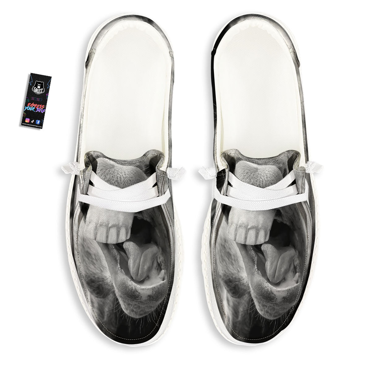 Crazy Donkey White And Black Print White Loafers-grizzshop