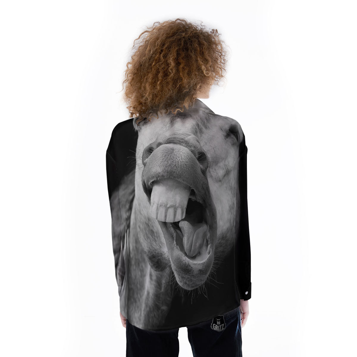 Crazy Donkey White And Black Print Women's Long Sleeve Shirts-grizzshop